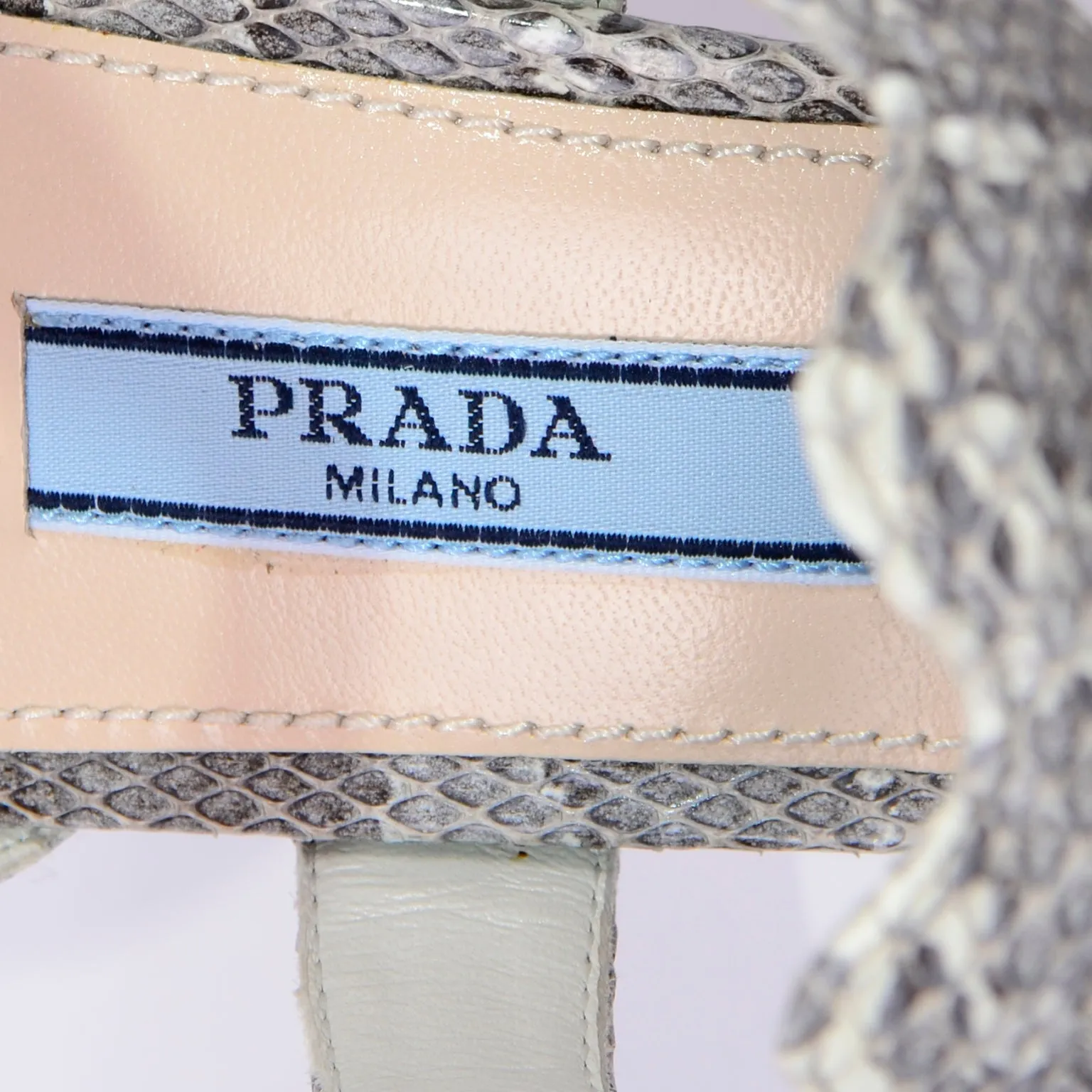 Prada Snakeskin Ankle Strap Shoes With Zip Heels 37