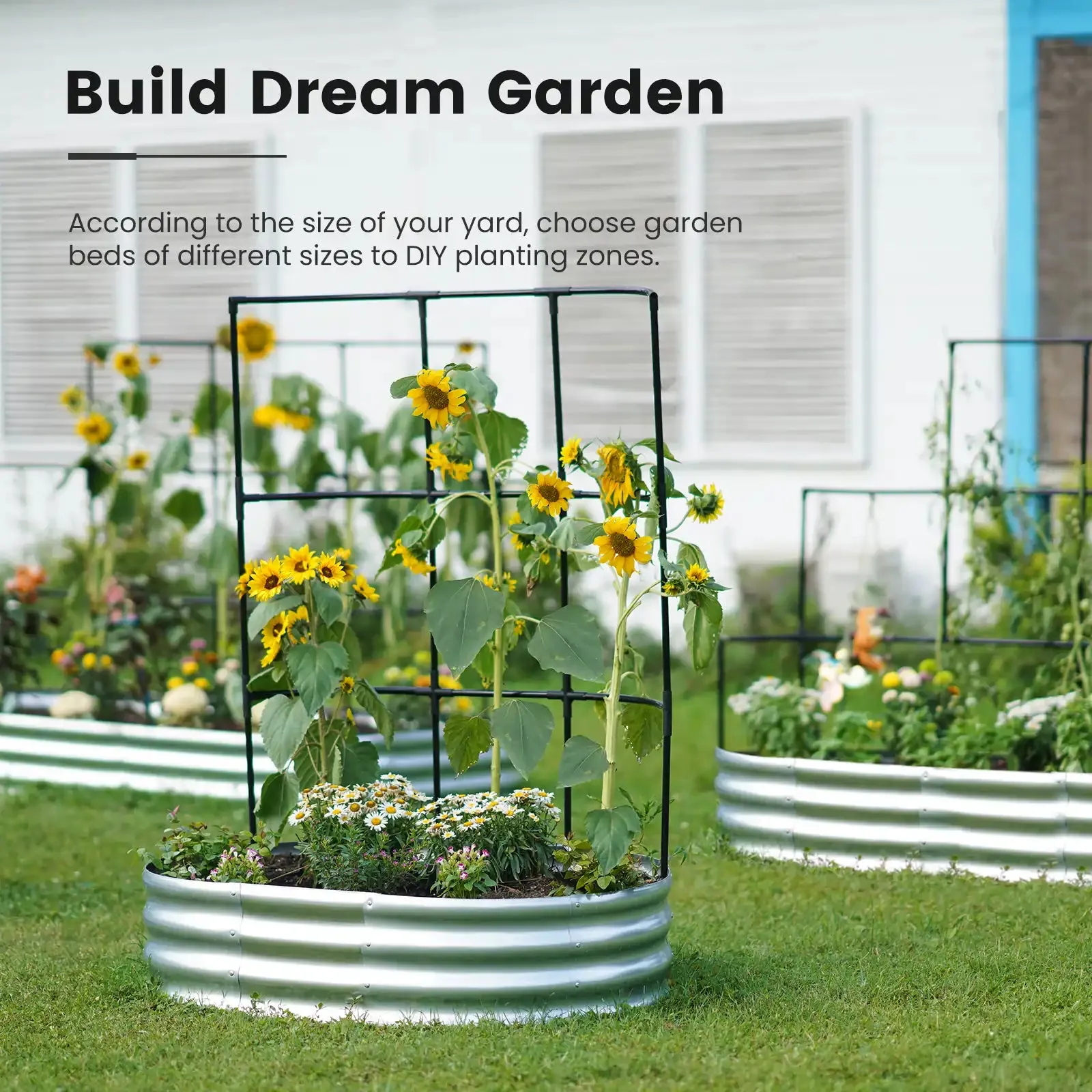 Raised Garden Bed with Wall Trellis