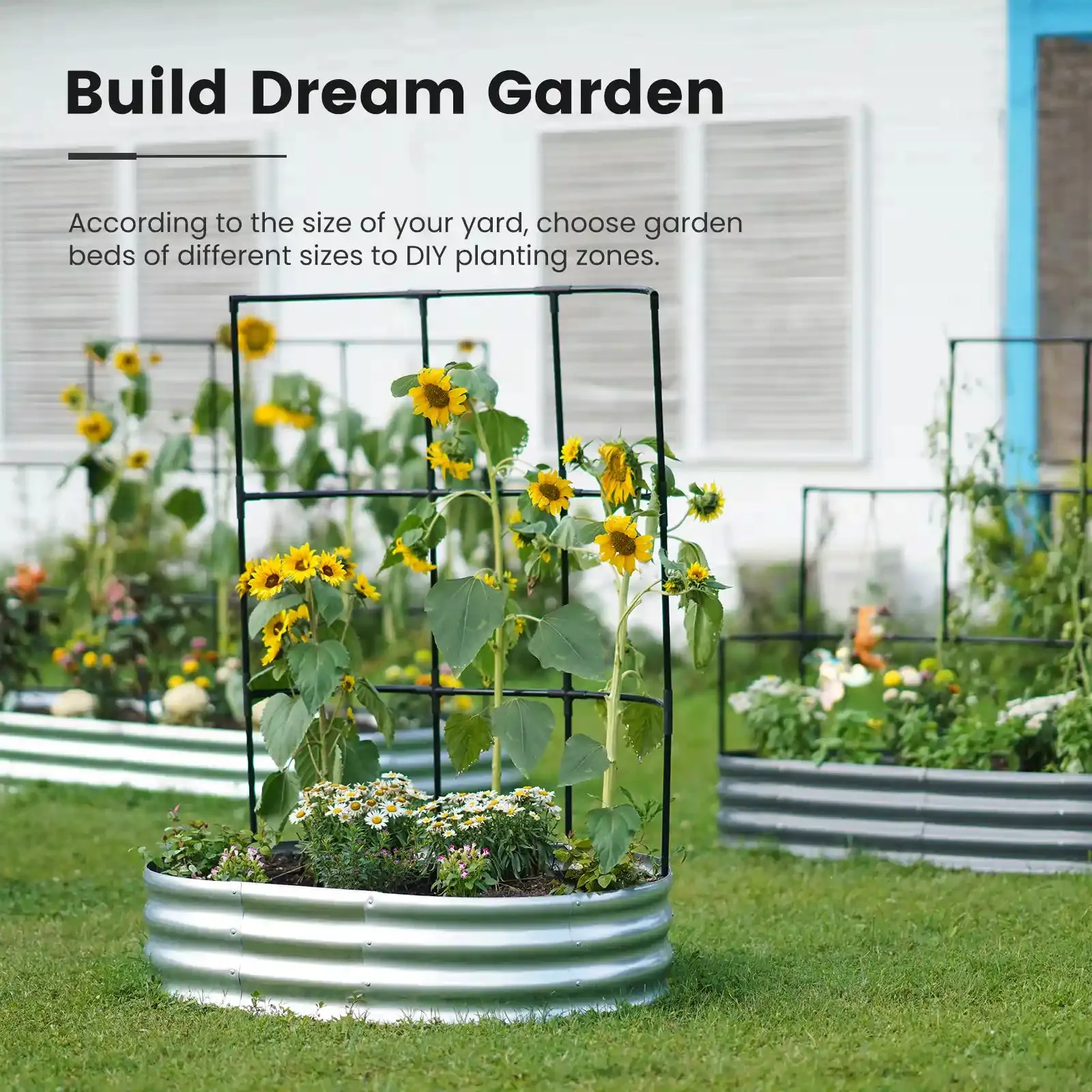 Raised Garden Bed with Wall Trellis