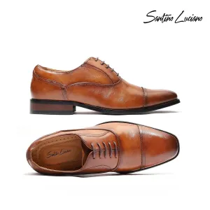 Santino Luciano Men's Laced Oxford | Black | Cognac | C-481