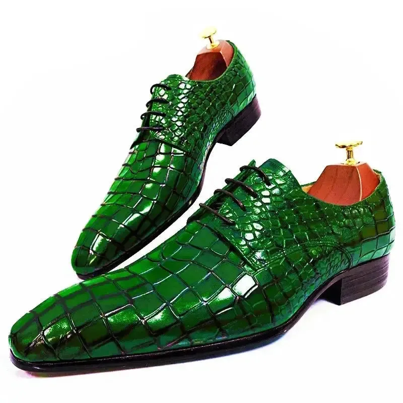 The Ragno - Alligator print elegant leather derby dress shoes