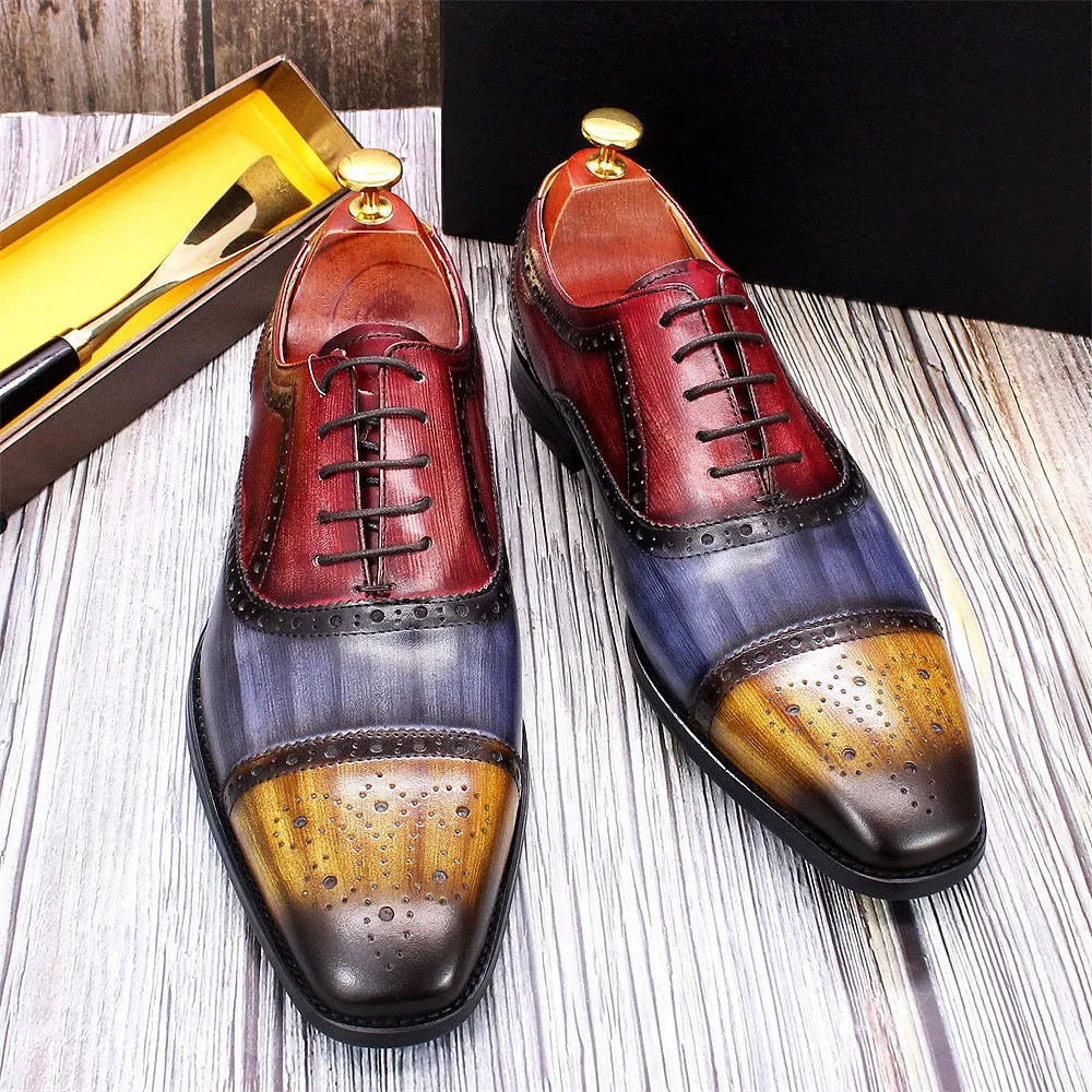 Tri-color Luxury Party Handmade Shoes