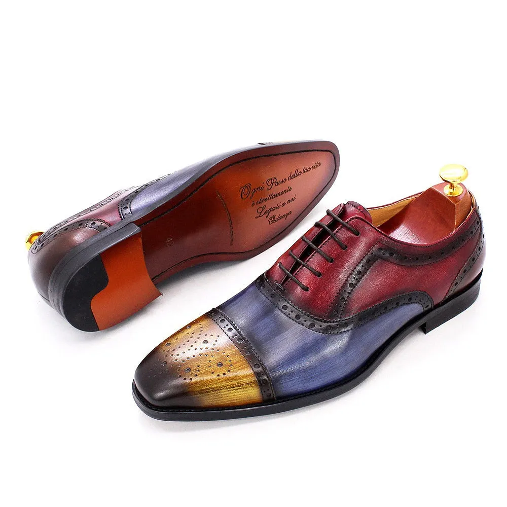 Tri-color Luxury Party Handmade Shoes