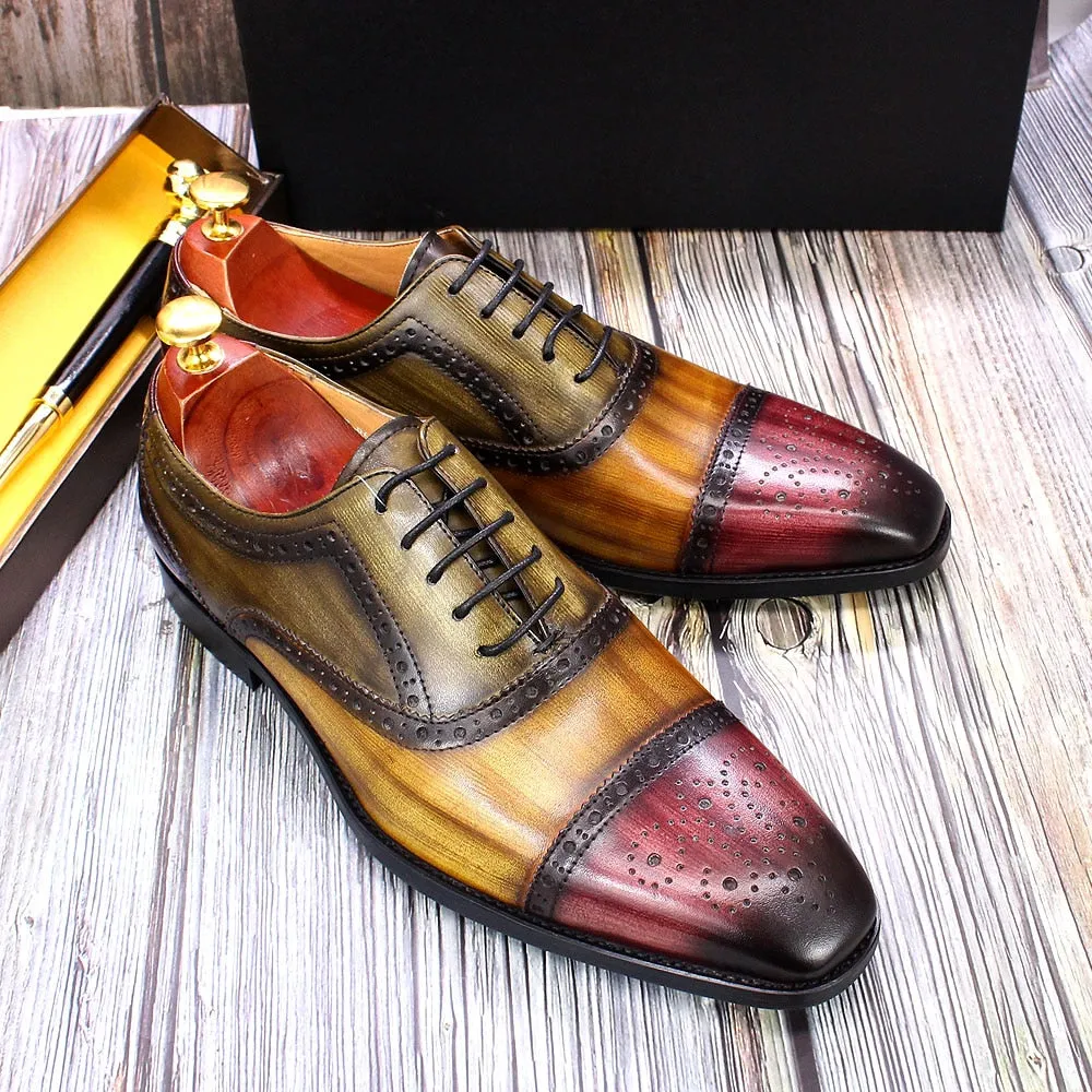 Tri-color Luxury Party Handmade Shoes