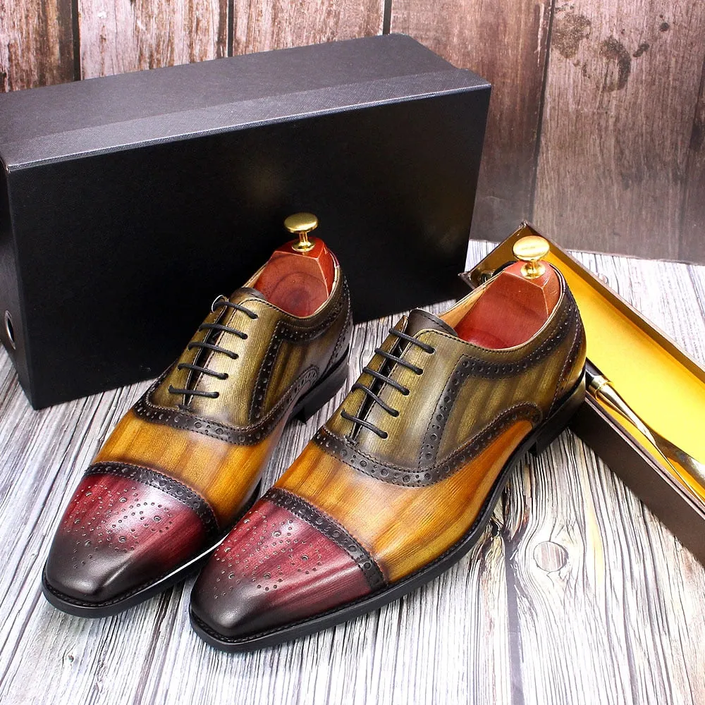 Tri-color Luxury Party Handmade Shoes