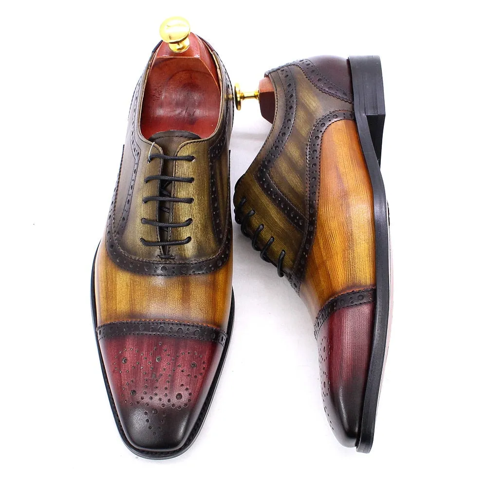 Tri-color Luxury Party Handmade Shoes