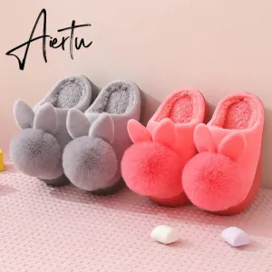 Winter Kids Slippers for Girls Indoor Toddler Boys Furry Fur Slides Home Baby Shoes Warm Anti-slip Children's Slipper  CSH959