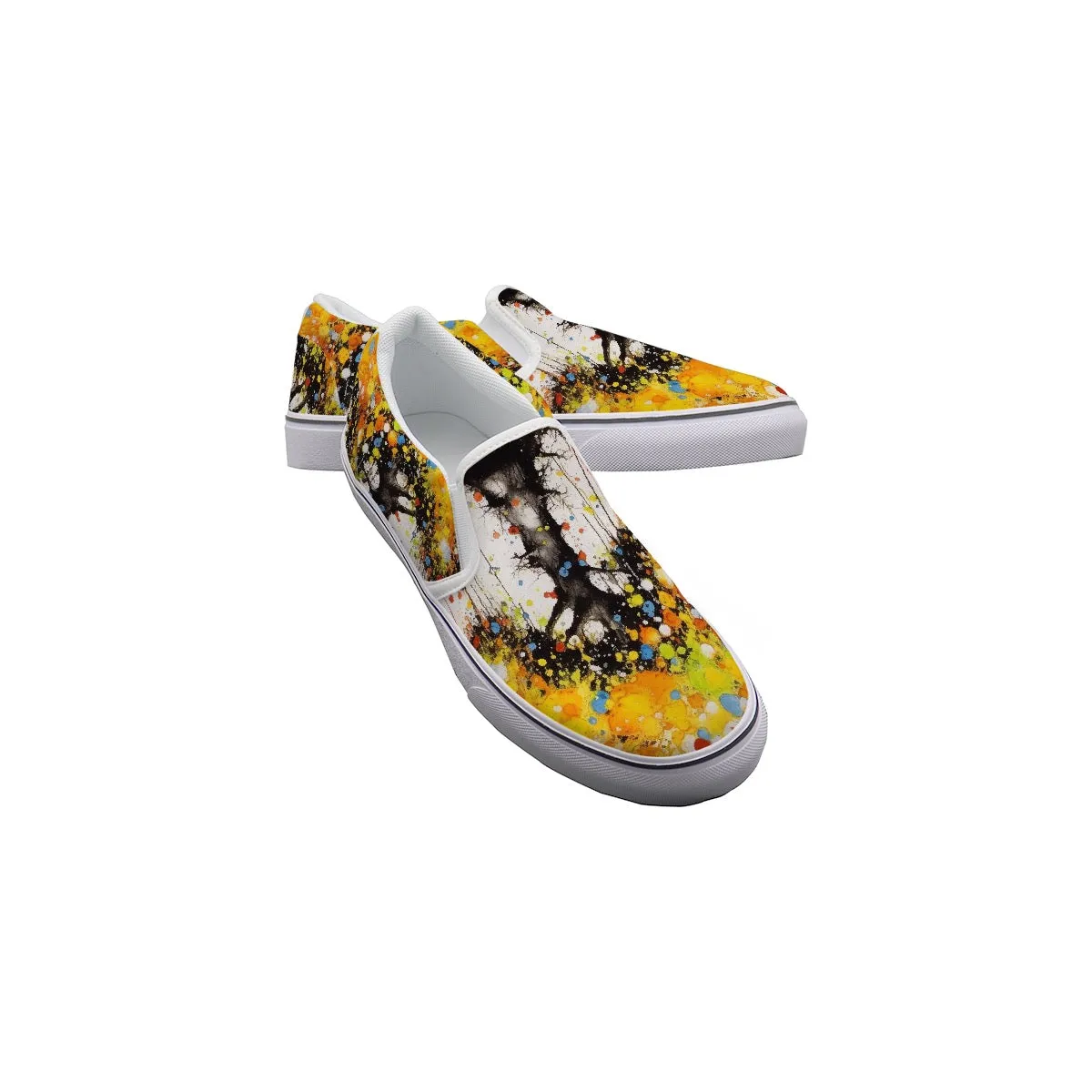 Women's Slip On Sneakers  231 colorful abstract, tree print