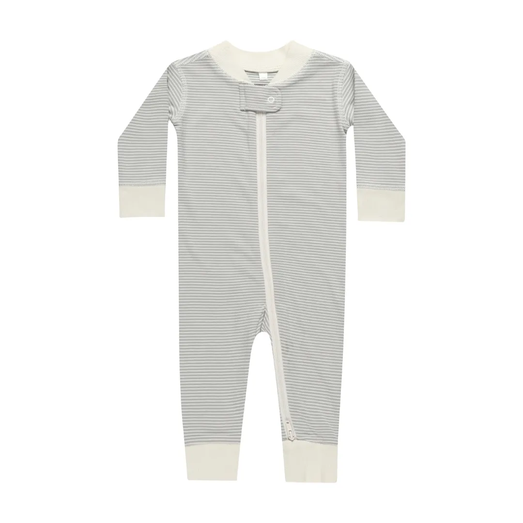 Zip Long Sleeve Sleeper - Blue Micro Stripe